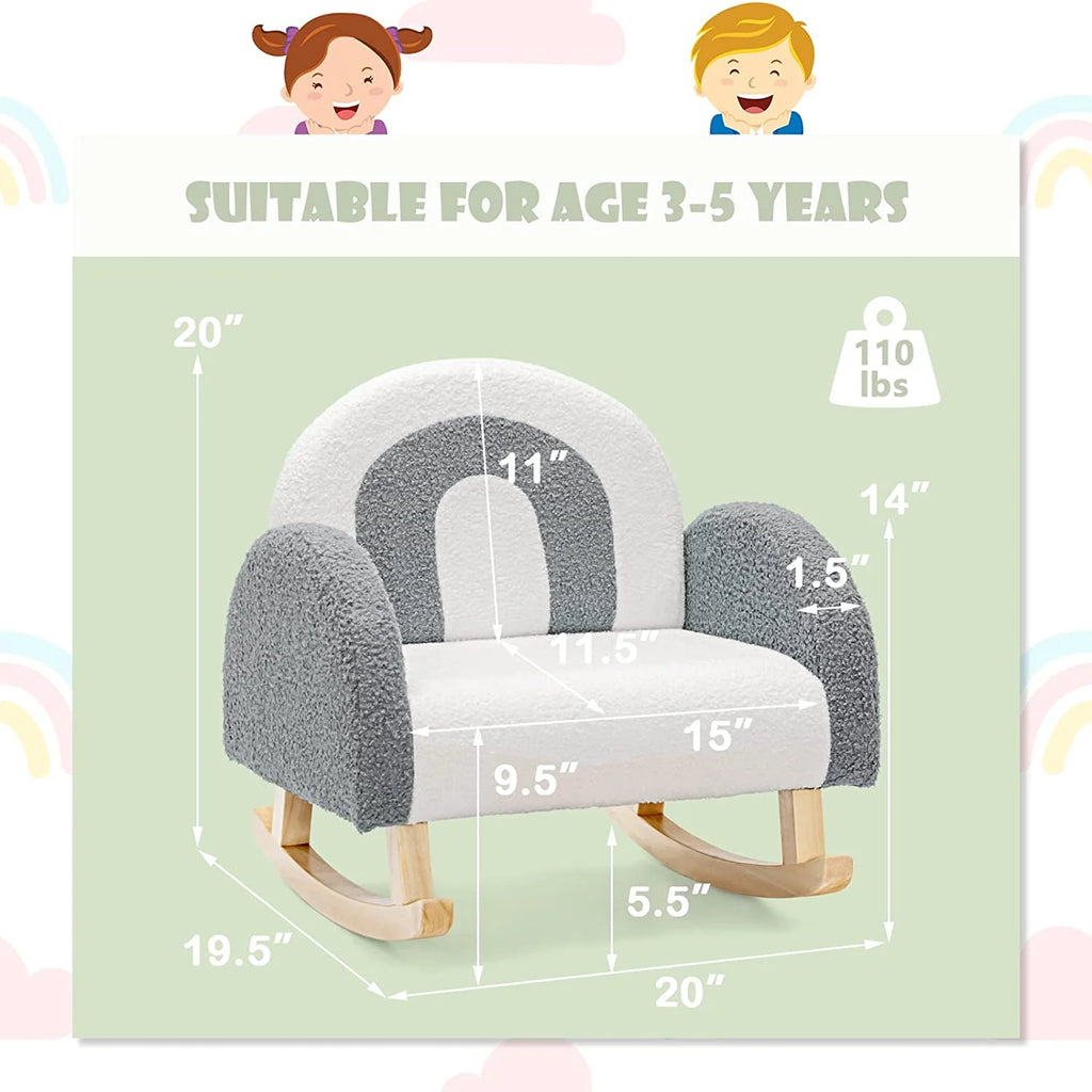 Grey Toddler Rocking Chair with Solid Wooden Frame A64360