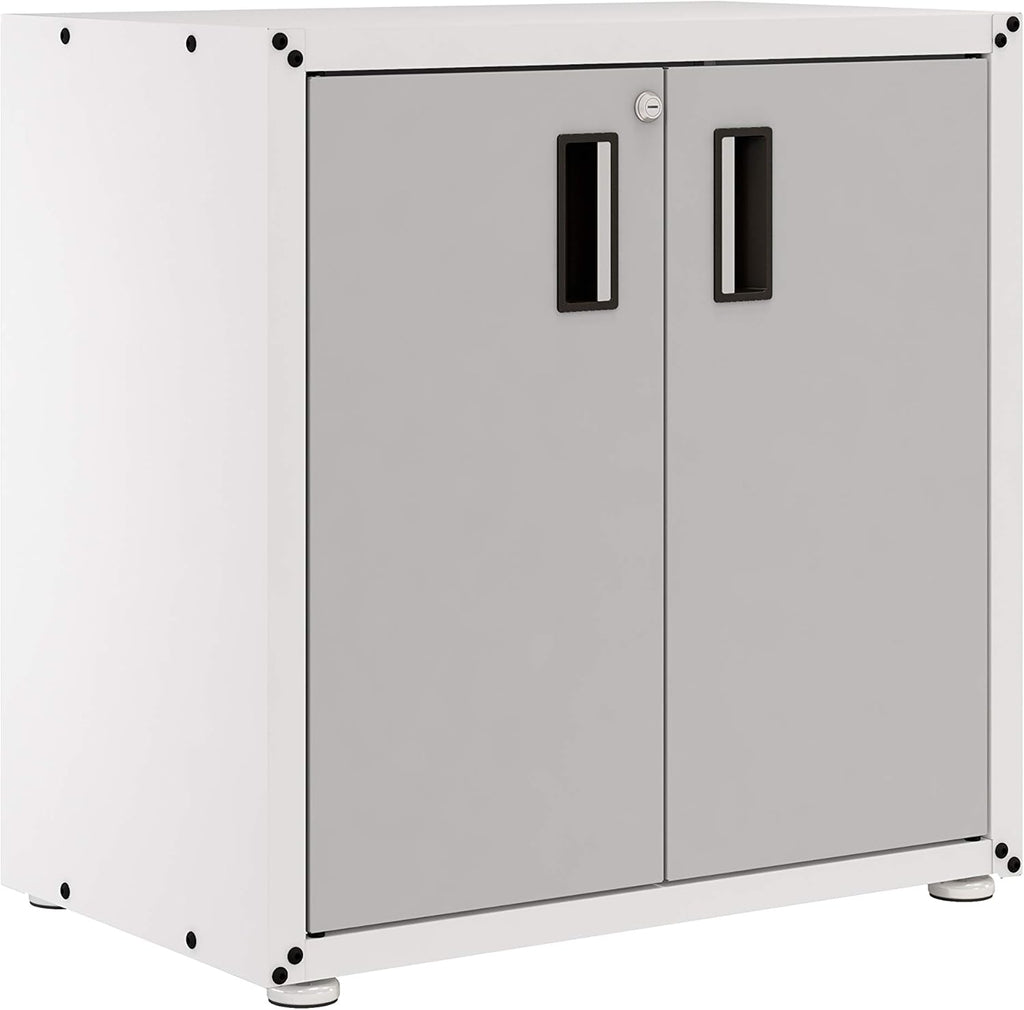 White and Grey Steel Cabinet with Two Doors P542930
