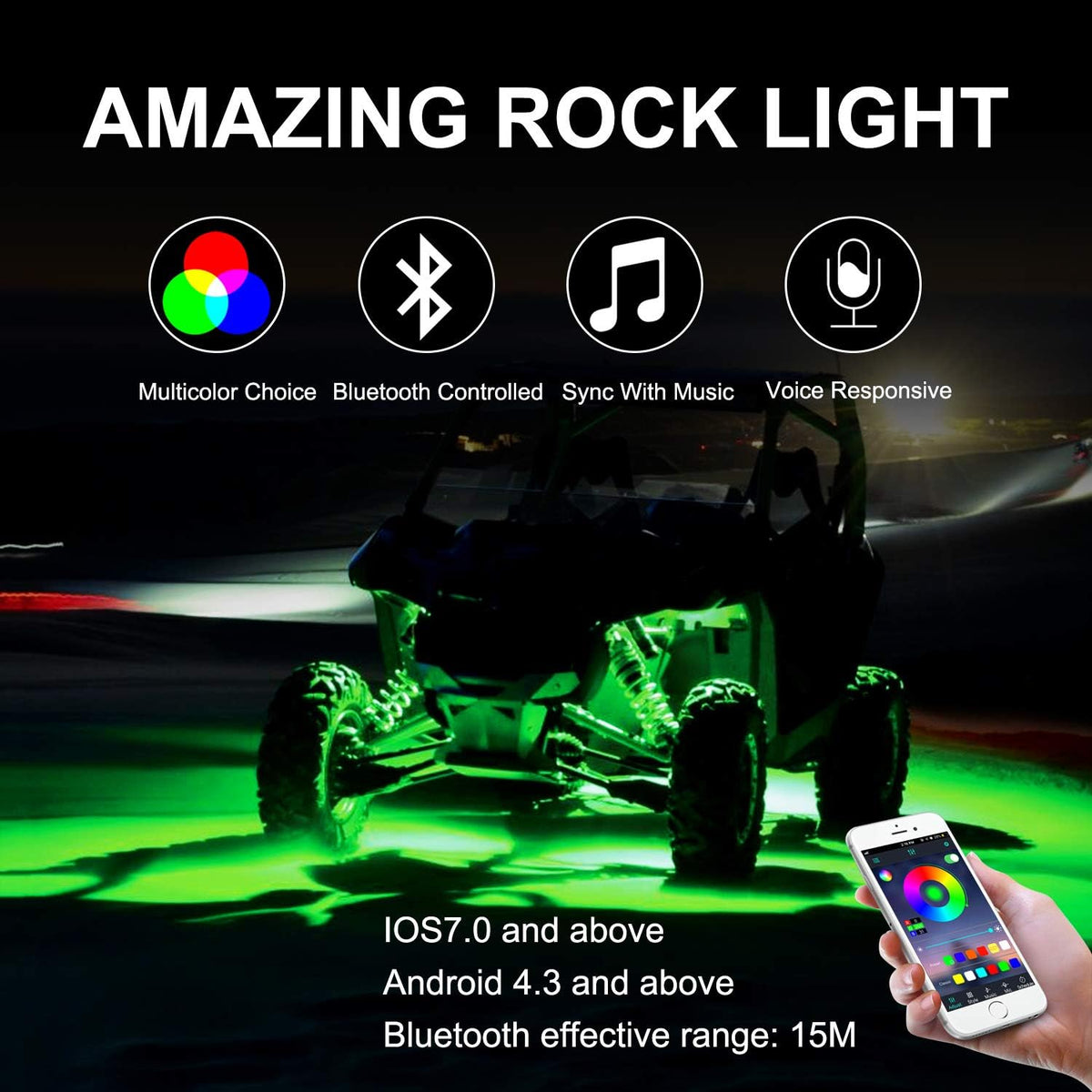 RGB LED Rock Light Kits with 6 Pods, Pack of 2 H118603