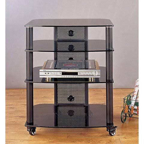 Black Glass Shelves AV Stand J805