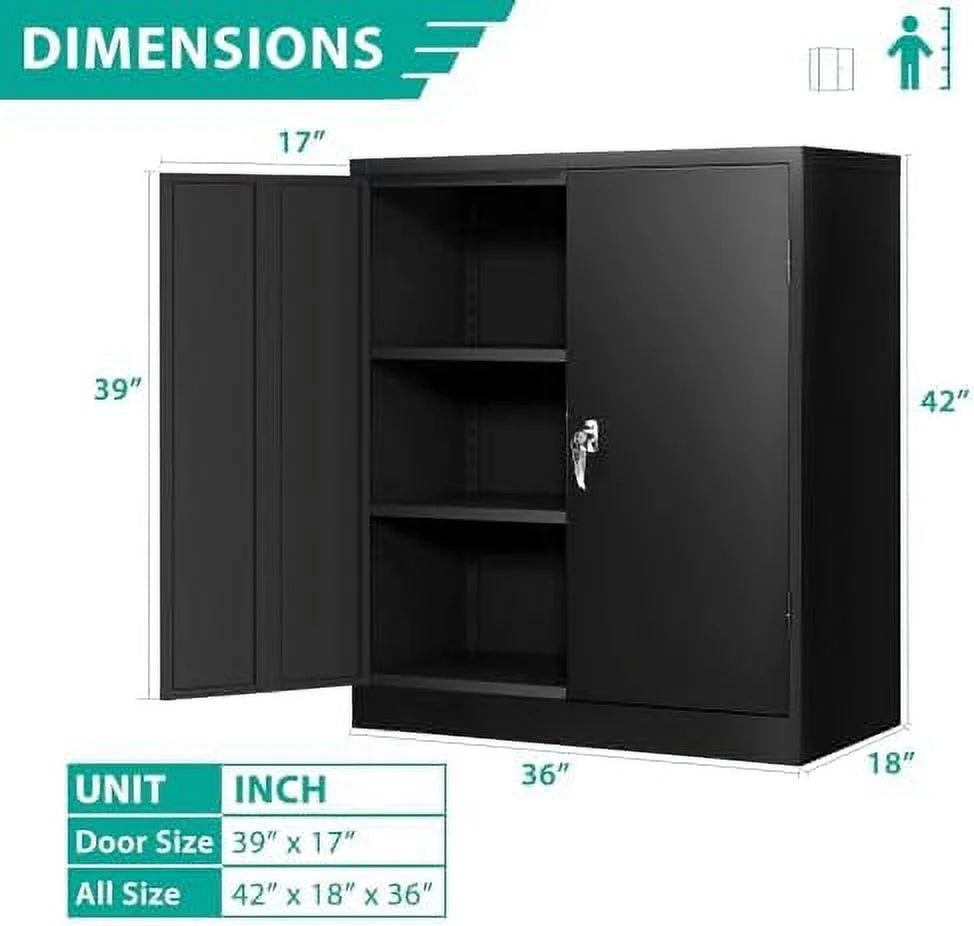 Locking Steel Cabinet with Doors and Shelves G130947