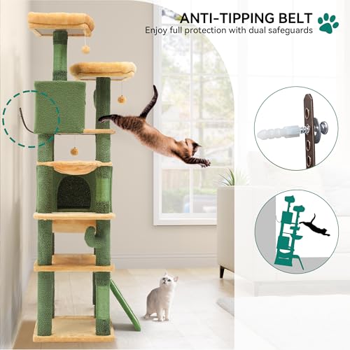 Tall Cat Tree Tower with Self-Grooming Brush, Sisal Scratching Posts and Board Z425813
