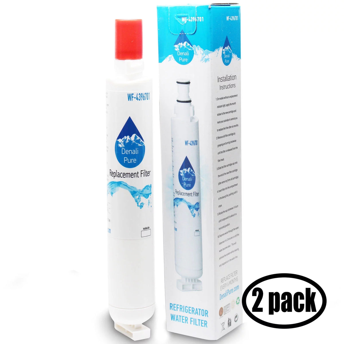 2-Pack Refrigerator Water Filter Cartridge D1051
