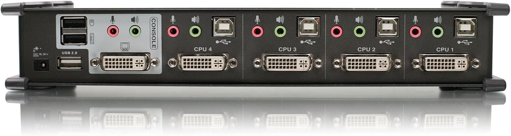 4-Port DVI KVMP Switch with Cables and Wireless Media Center Keyboard and Mouse N614689