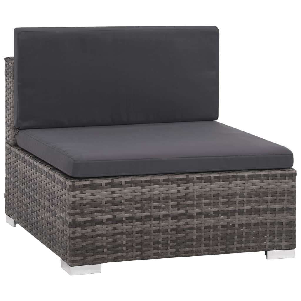 Set of 6 Poly Rattan Patio Sectional Corner Sofa with 2 Ottoman and Cushions Gray M945197