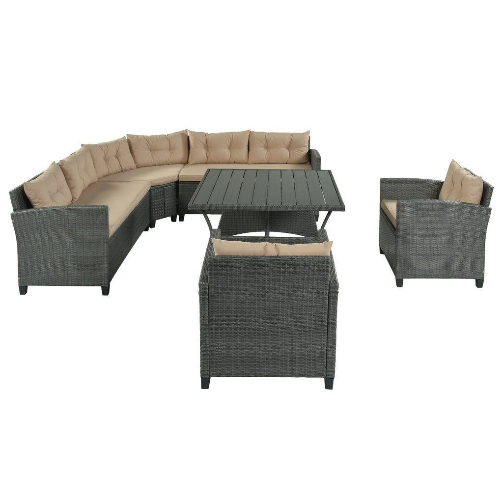 6-Piece Outdoor Wicker Sofa Set with Cushions and Pillows J617