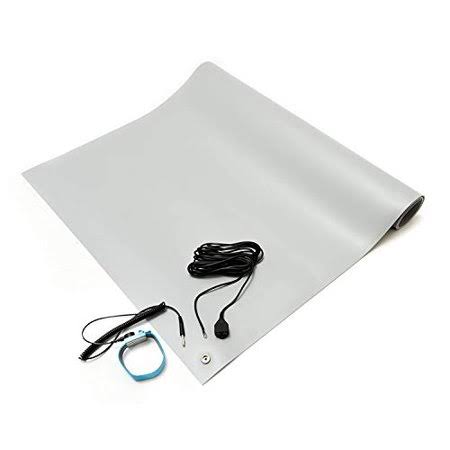 ESD Mat Kit, 30 x 30 x 0.094 Inches, Gray, Includes Wrist Strap and Ground F107