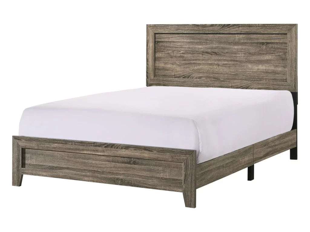 6Pc Queen Size Panel Bed Dresser Mirror Nightstand Chest Set Wooden Gray W456892
