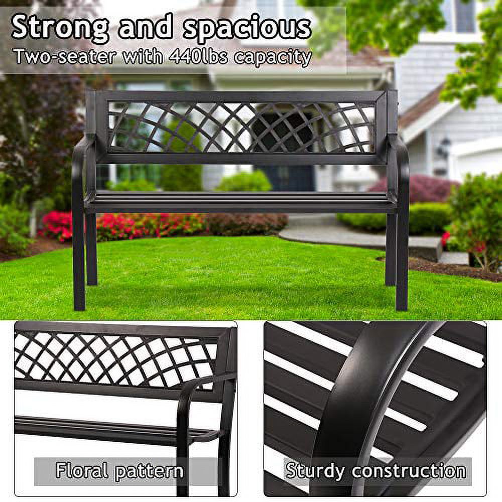 Black Cast Iron Outdoor Bench G62547