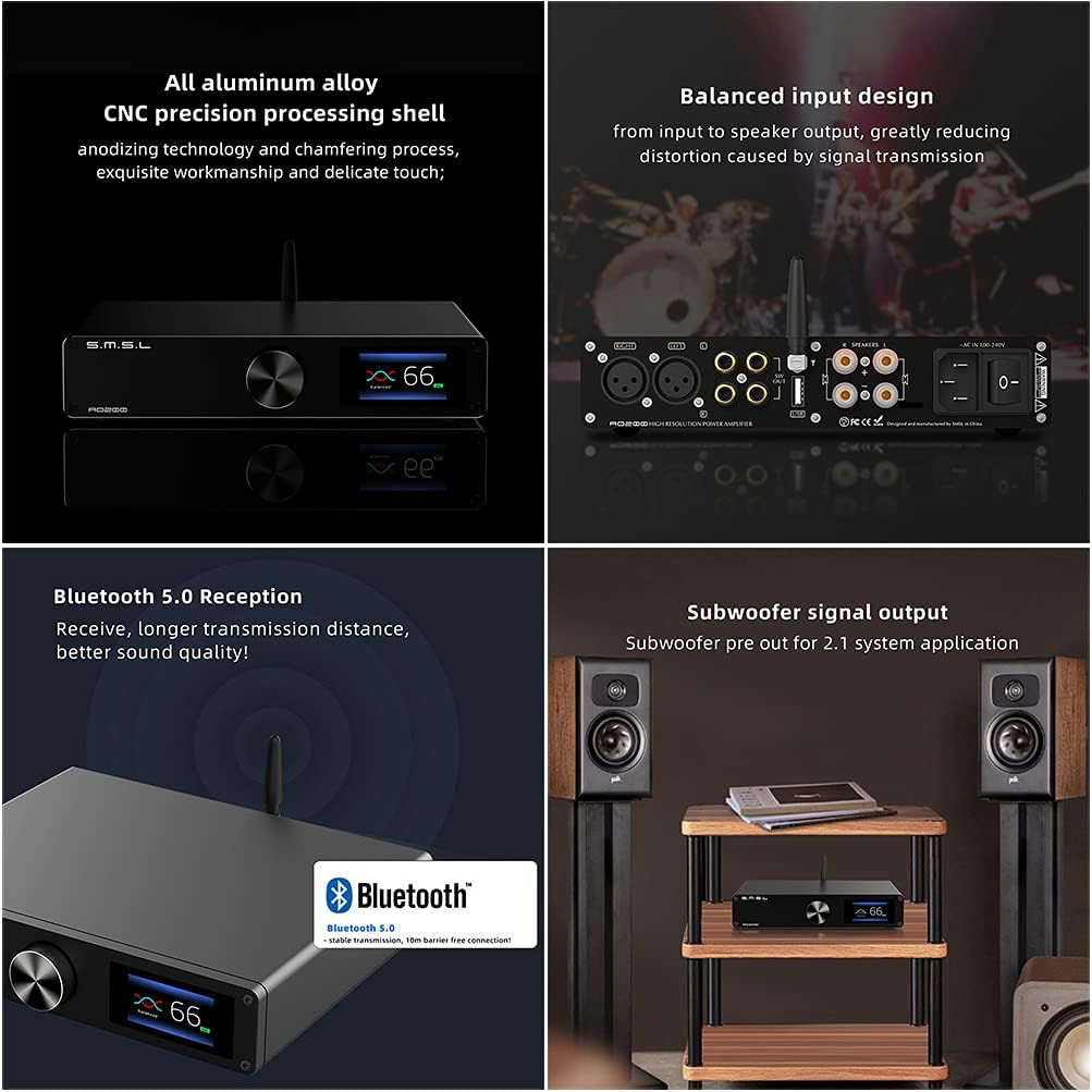 Digital Power Amplifier 150W×150W 2 Channel Desktop Amp with Remote Control B6288