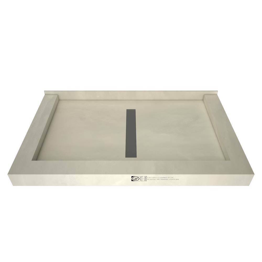 Shower Base with Center Trench Drain and Grate Tile Redi D3501