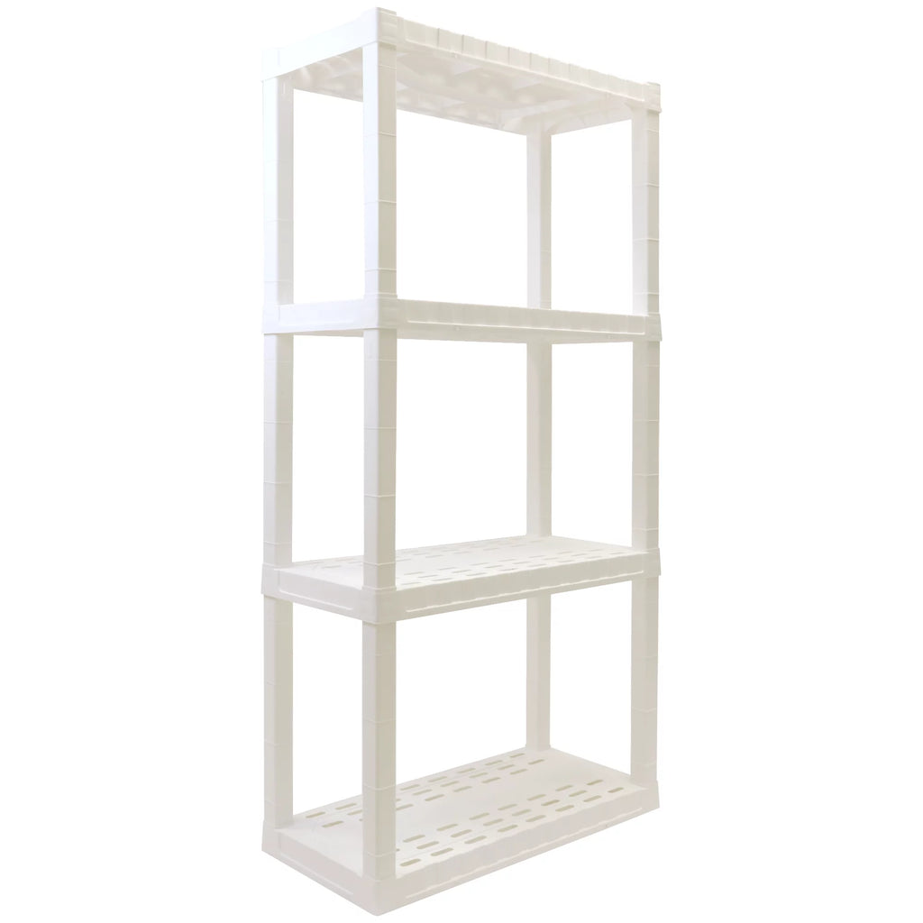 4-Tier White Plastic Shelving Unit M7049