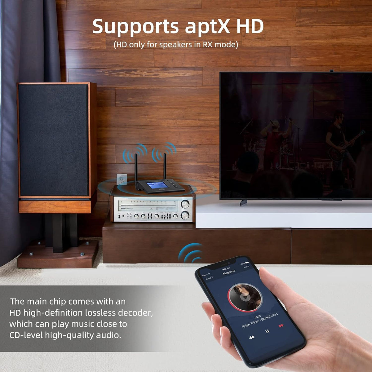 Bluetooth Transmitter Receiver Wireless Audio Adapter with LCD Display M3323