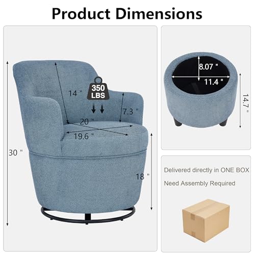 Blue Swivel Accent Chair with Ottoman I3911