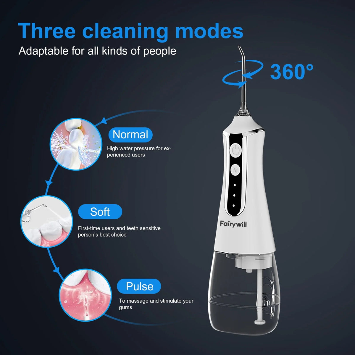 Cordless Water Flosser with 5 Modes 300ML Black N59875