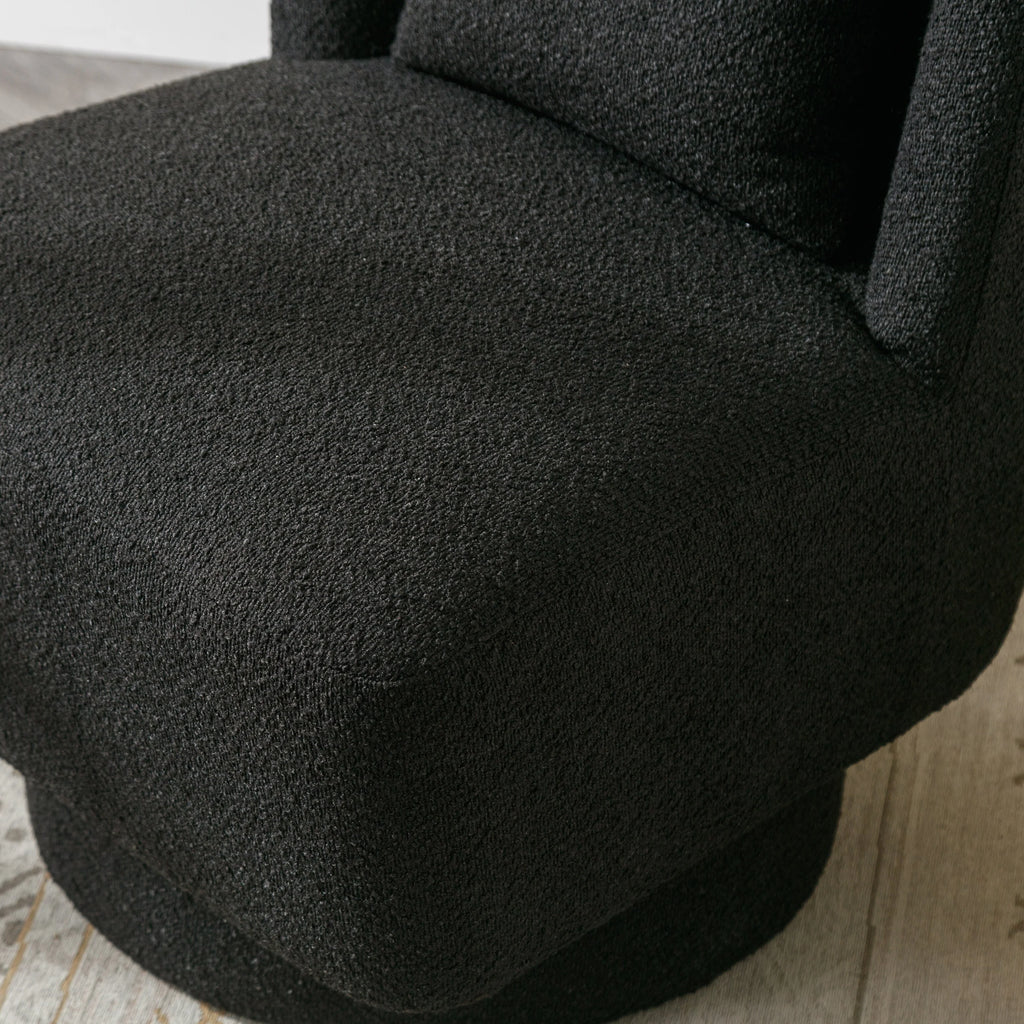 Black 360 Degree Swivel Accent Barrel Chair B65208
