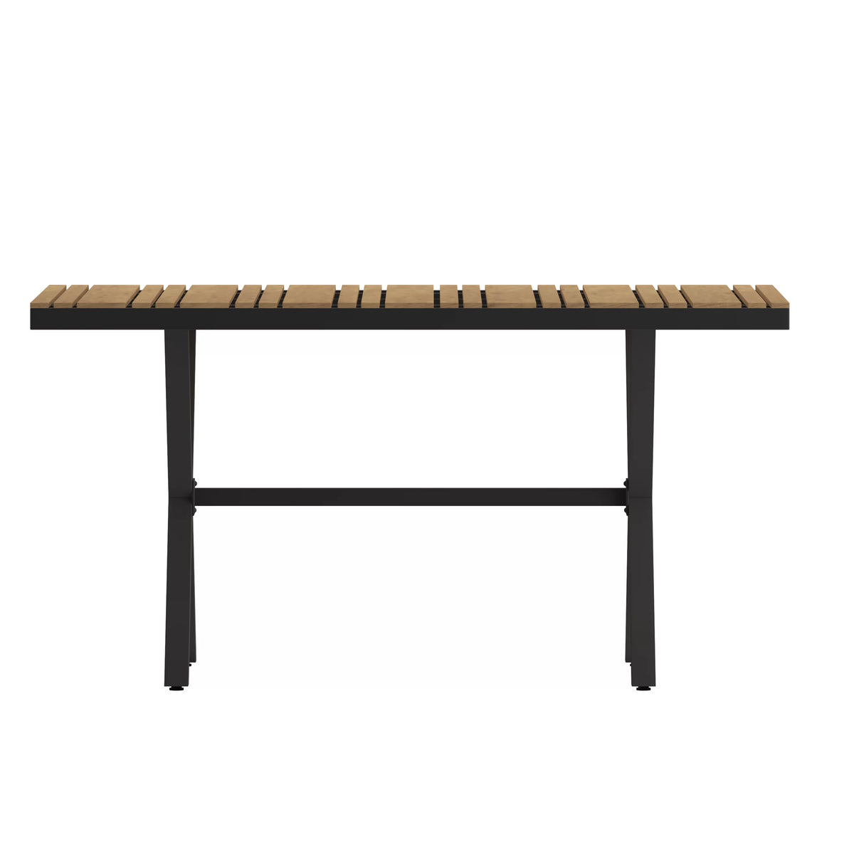 Outdoor Dining Table with Faux Teak Poly Slats and Metal Frame B647