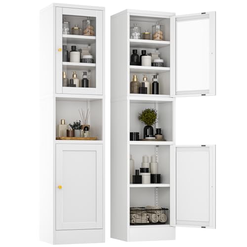 Tall White Metal Storage Cabinet with 3 Adjustable Shelves and 2 Doors B4890