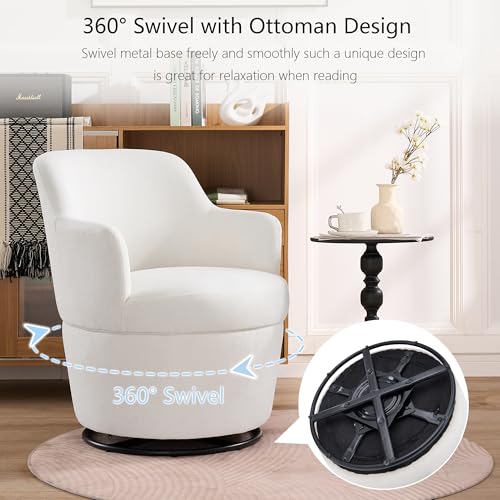 Blue Swivel Accent Chair with Ottoman I3911