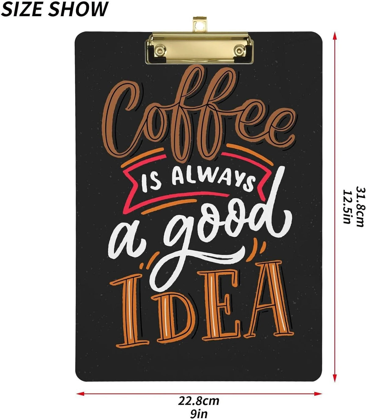 Acrylic Clipboard with Gold Clip, A4 Letter Size, 12.5 x 9 Inches C9798