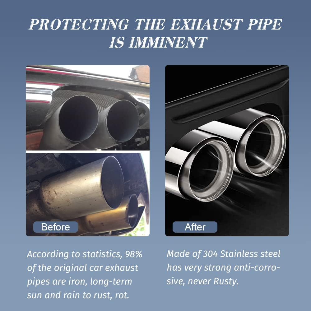 2PCS 2.5 Inch Inlet Black Exhaust Tips Stainless Steel Pack of 2 S100