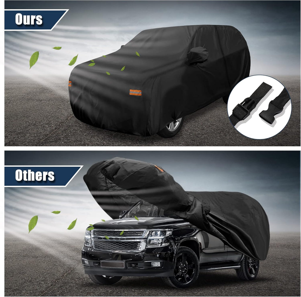 Black 190T PU Waterproof SUV Car Cover Pack of 2 W488