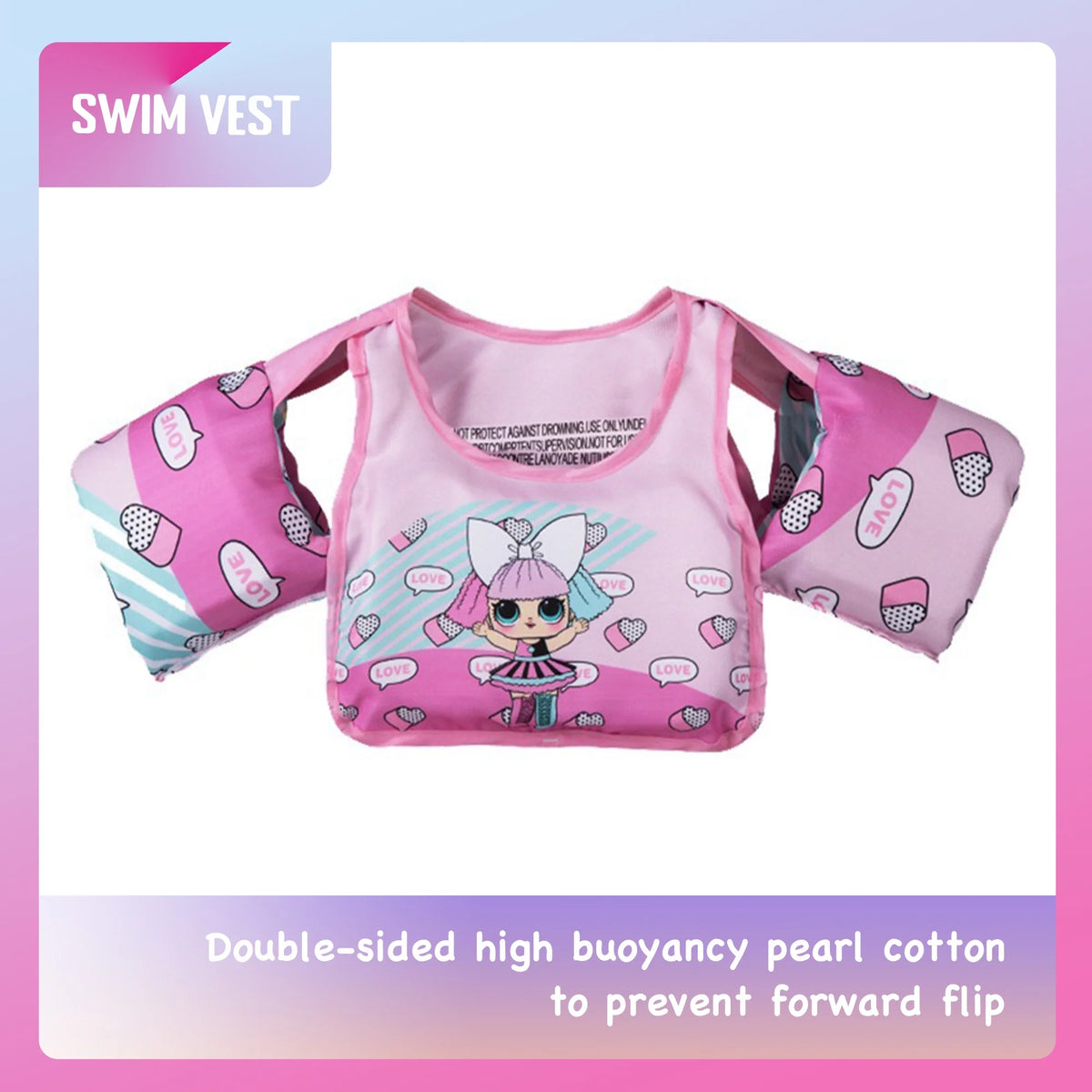 Kids Swim Vest Life Jacket with Shoulder Harness Arm Wings K986399
