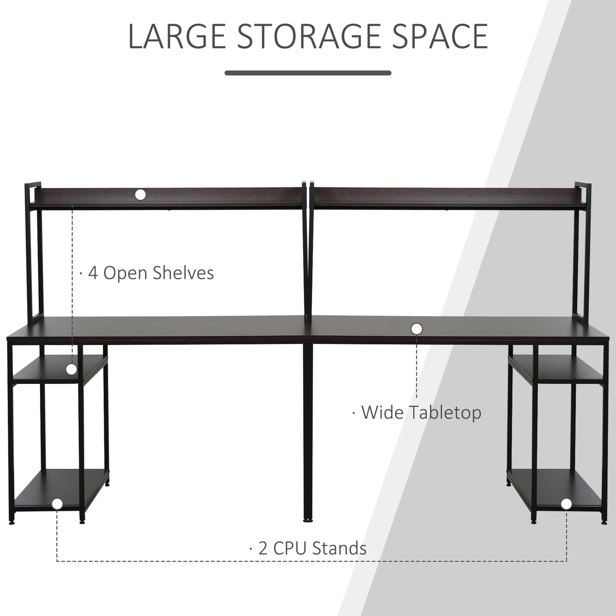 94.5in Industrial Double Computer Desk with Hutch and Storage Shelves P9484