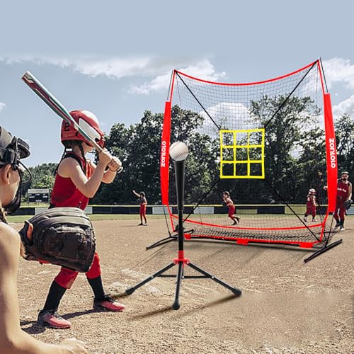 7x7 ft Baseball Net with Batting Tee and Carry Bag W190