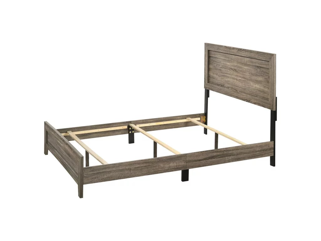 6Pc Queen Size Panel Bed Dresser Mirror Nightstand Chest Set Wooden Gray W456892