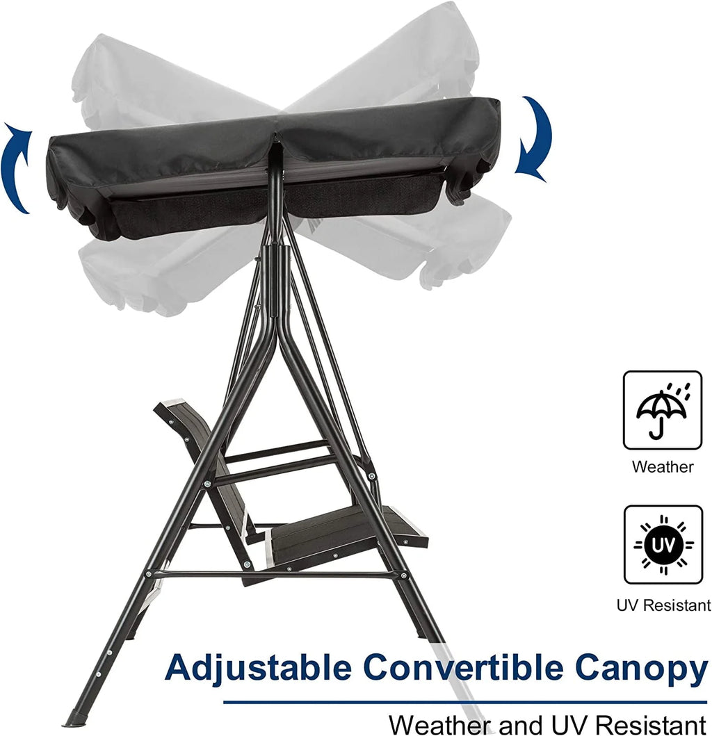 Dark Grey 3-Person Canopy Swing Chair L35715