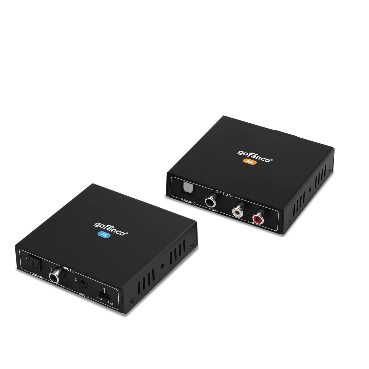Coaxial/Toslink/RCA Stereo Audio Extender Over CAT5e/6 Ethernet Cable, 950ft (290m) Extension, Embedded DAC & ADC, PoC, Up to 7.1-Channel, Supports Dolby, DTS, PCM, Stereo L469993
