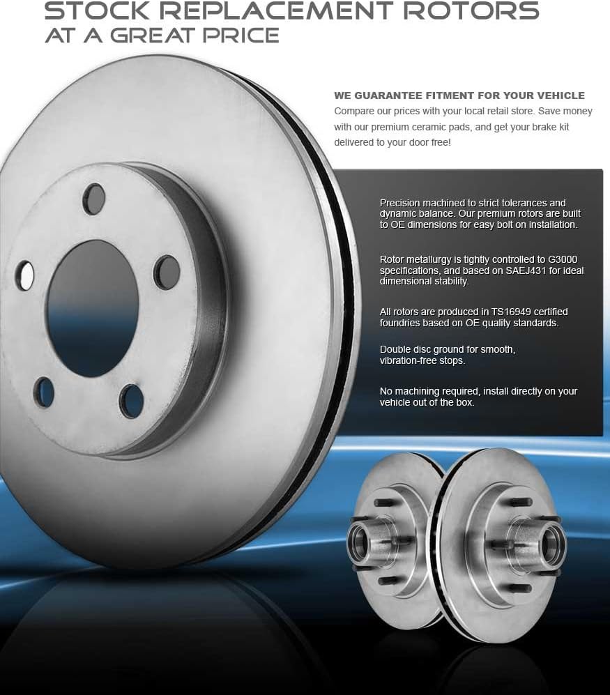 Premium OE 5 Lug Brake Disc Rotors + Ceramic Brake Pads D56343