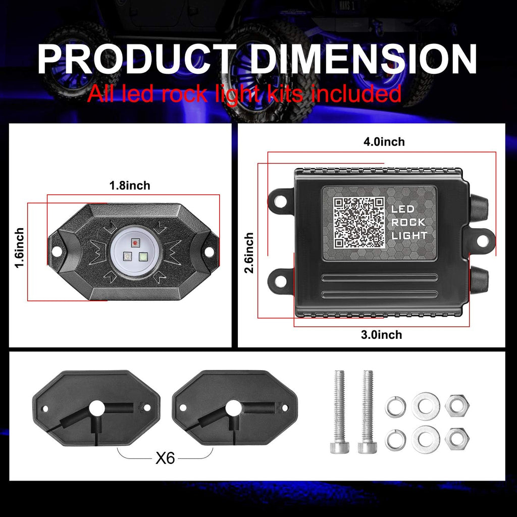 RGB LED Rock Light Kits with 6 Pods, Pack of 2 H118603