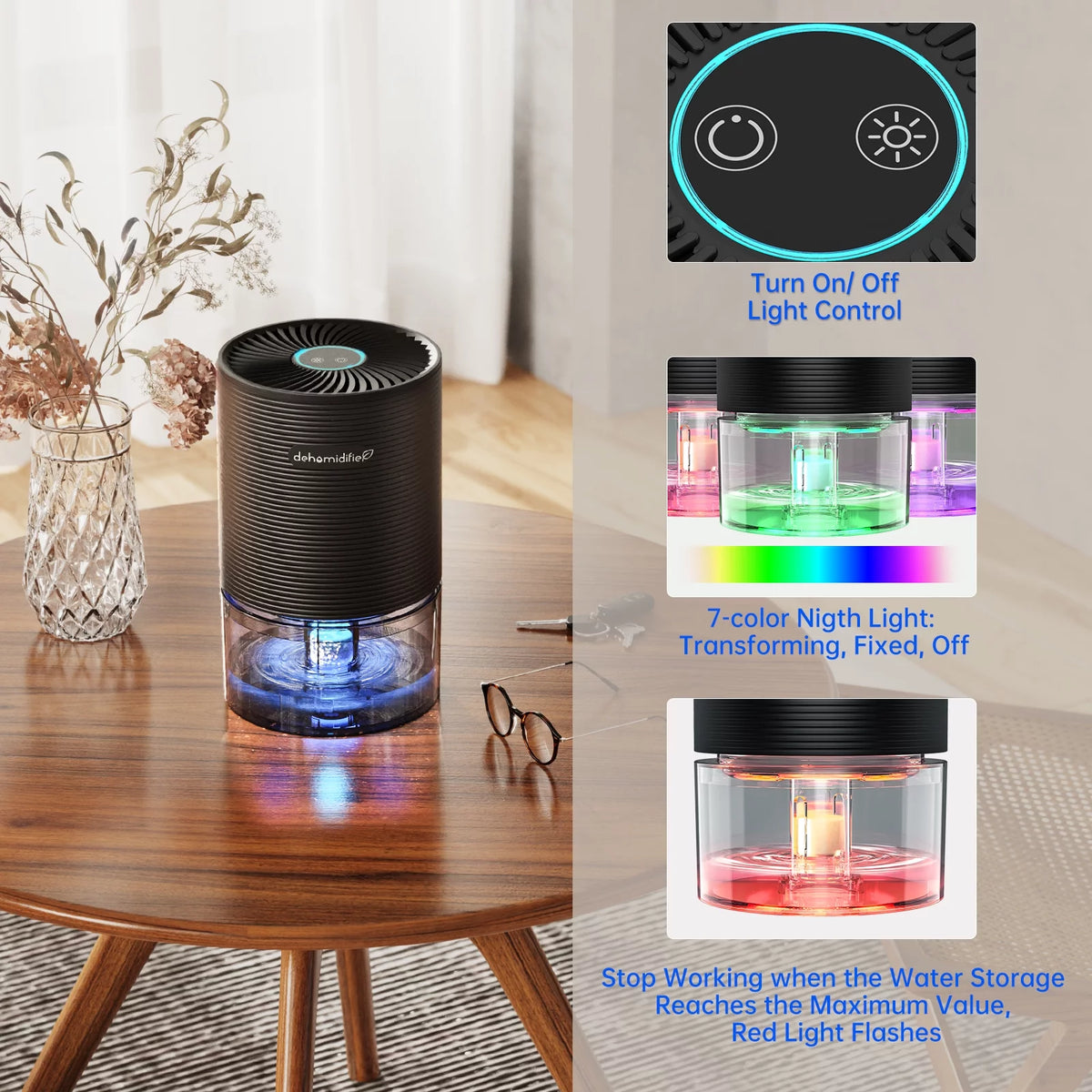 Small Dehumidifier 27oz with Auto-off Black T91039