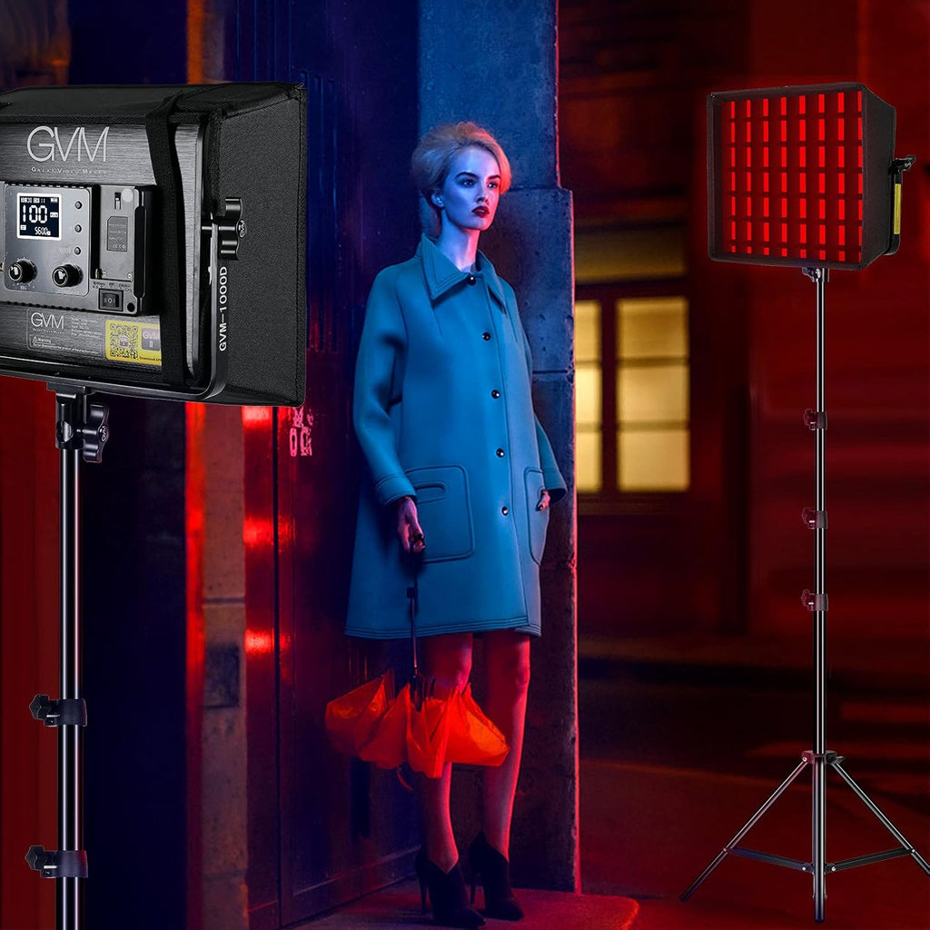 RGB LED Video Light with 2 Softboxes, Photography Lighting Kit Y240710