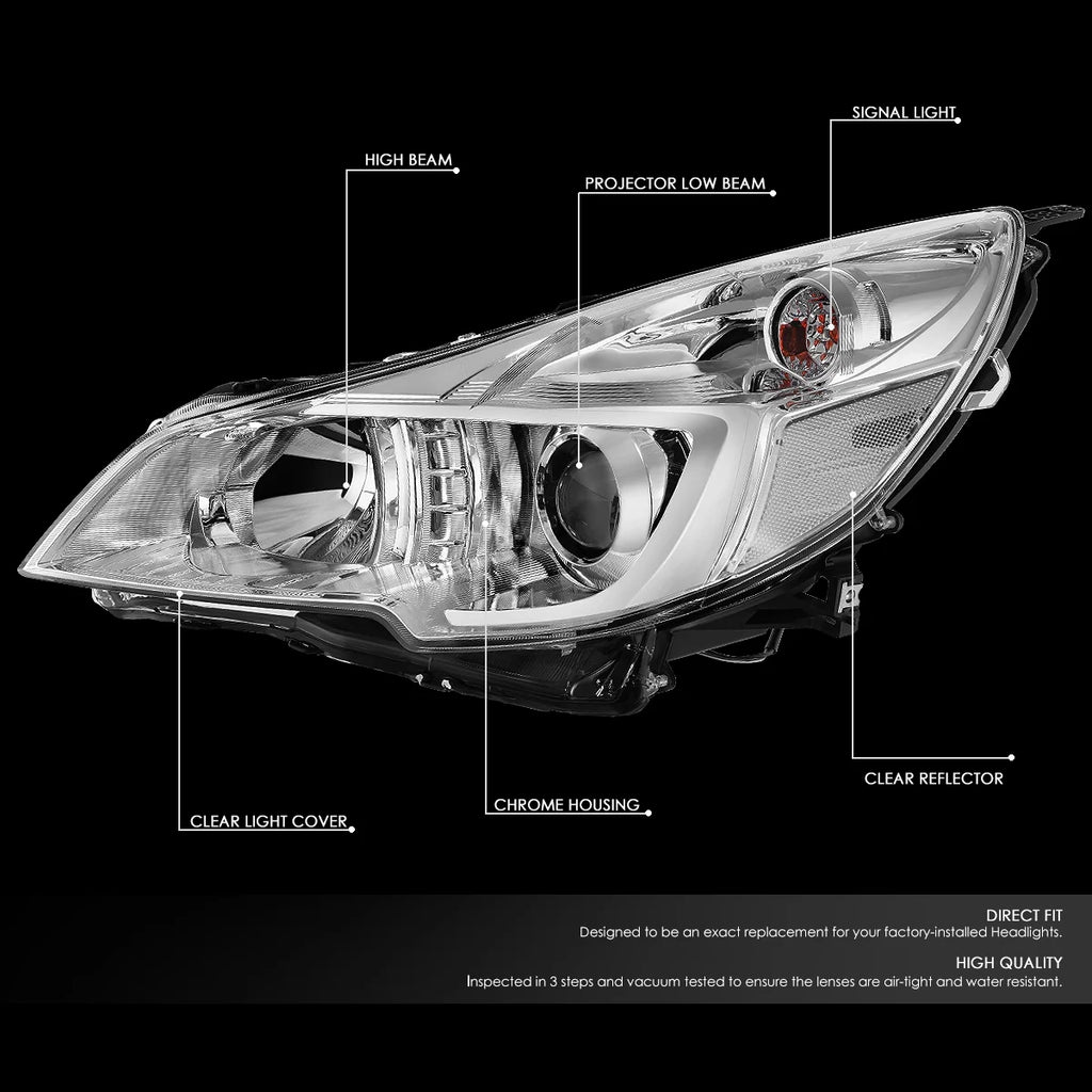 Pair Projector Headlight Chrome Housing Clear Side Headlamps Left + Right I8545