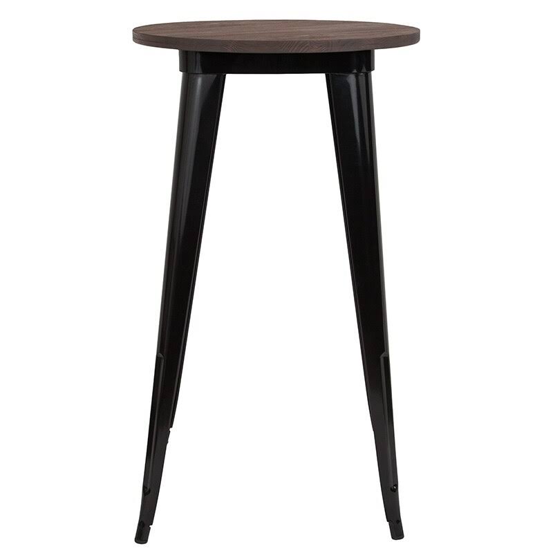 Black Metal Bar Height Table with Wood Top D98426