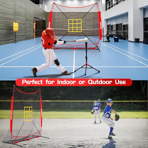 7x7 ft Baseball Net with Batting Tee and Carry Bag W190