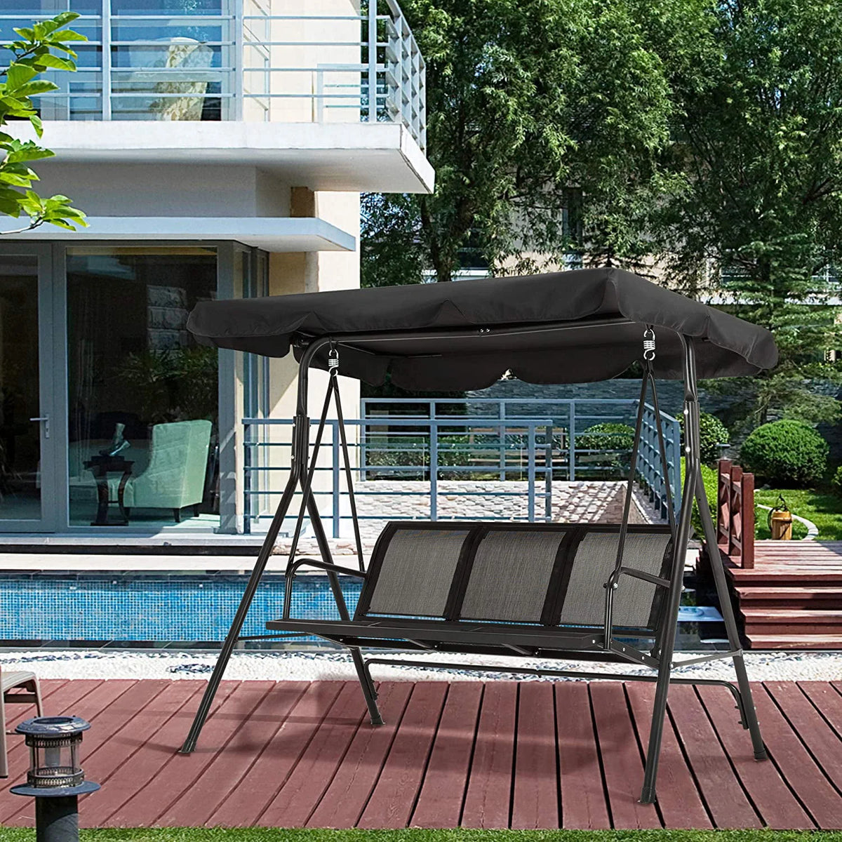 Dark Grey 3-Person Canopy Swing Chair L35715