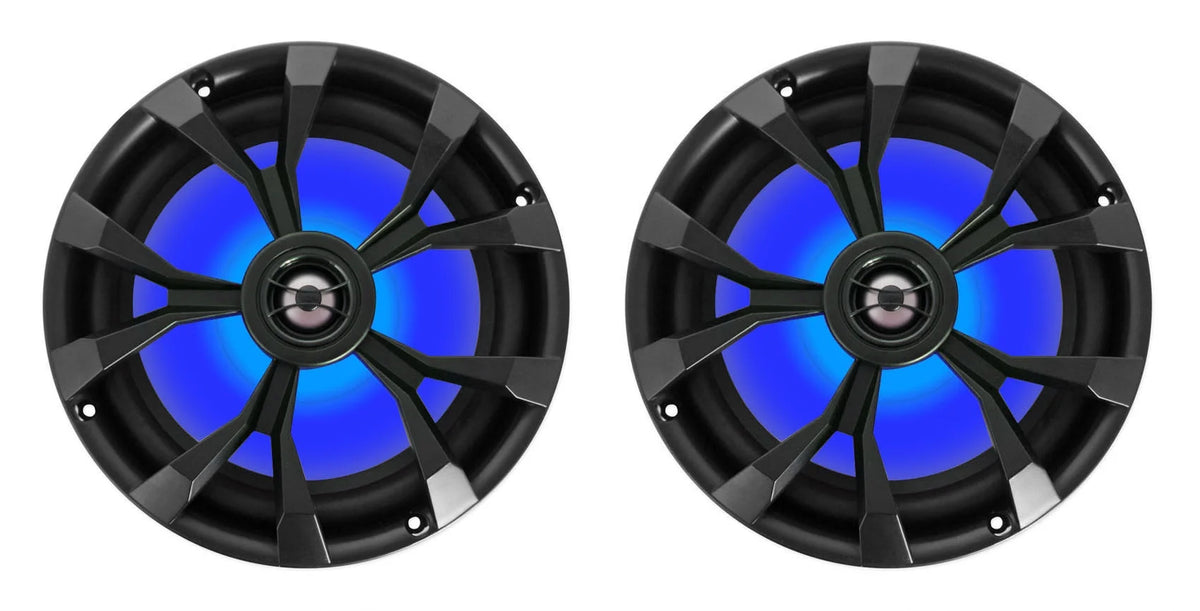 8" LED 900w 360° Swivel Black Aluminum Boat Speakers U20820