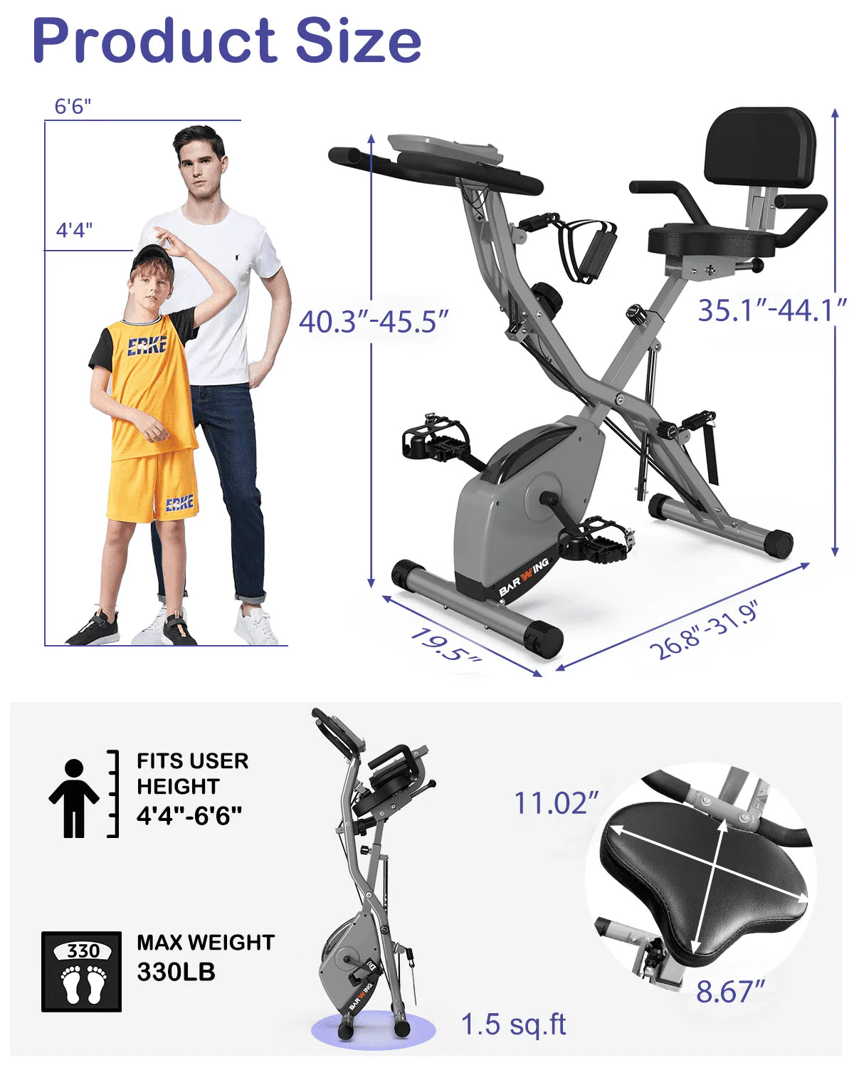 Folding Indoor Cycling Bike 330LB Capacity Magnetic Resistance S6736