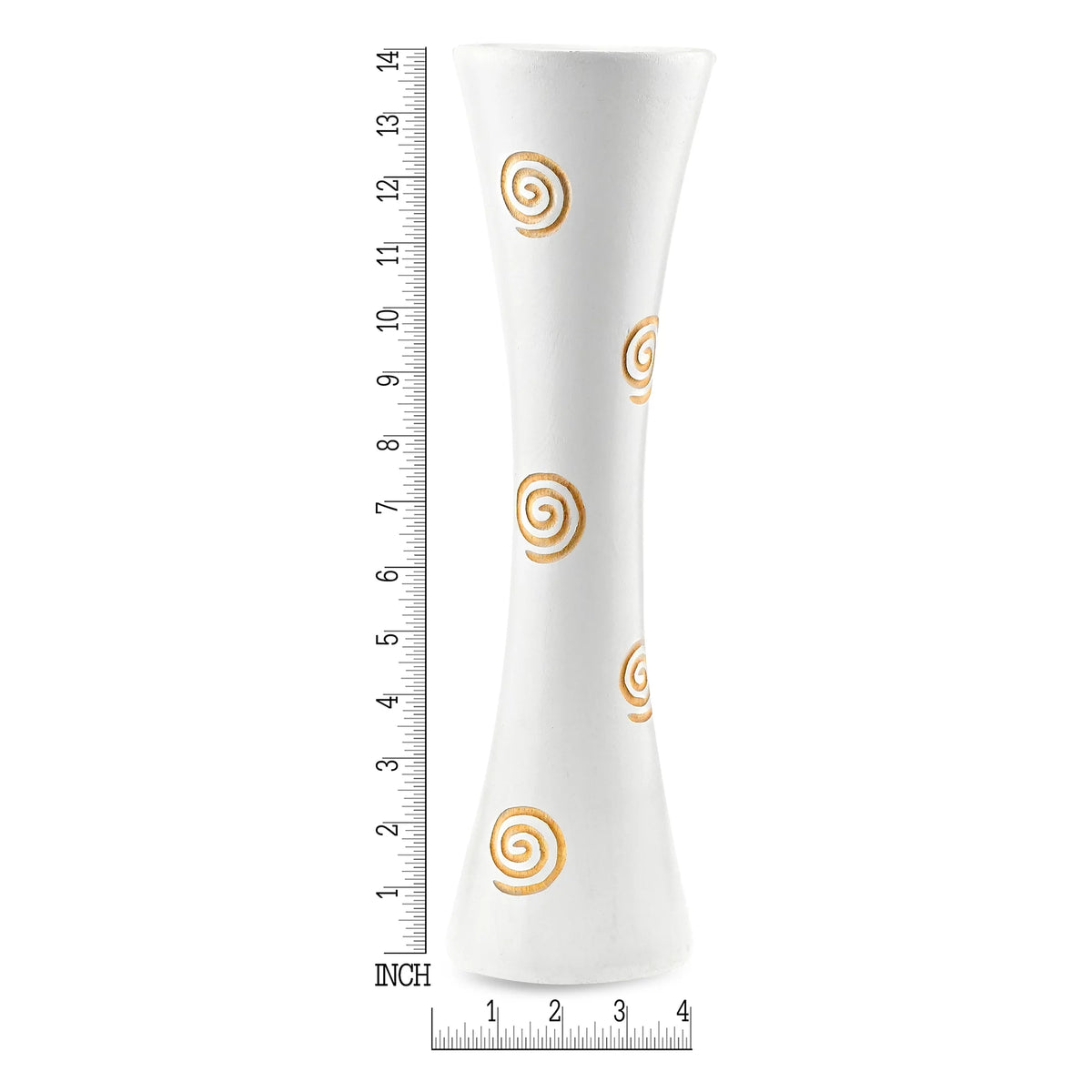 White Carved Spiral Mango Wood Flower Vase Q5893