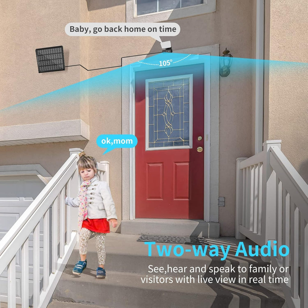 Wireless Solar Battery Powered Outdoor Security Camera with 2-Way Audio and IP66 Waterproof Q855