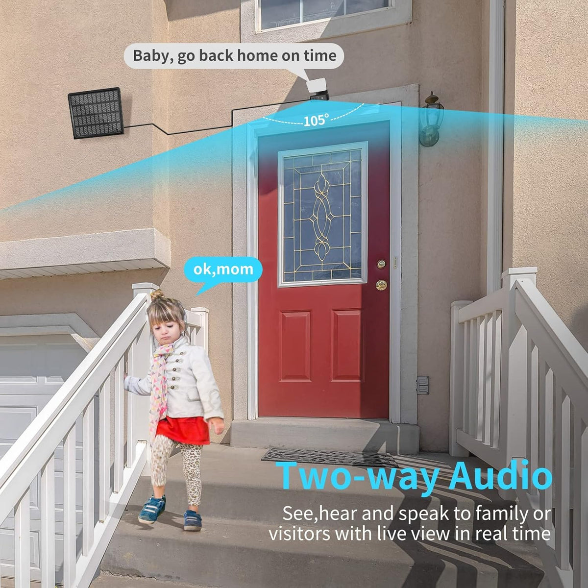 Wireless Solar Battery Powered Outdoor Security Camera with 2-Way Audio and IP66 Waterproof Q855