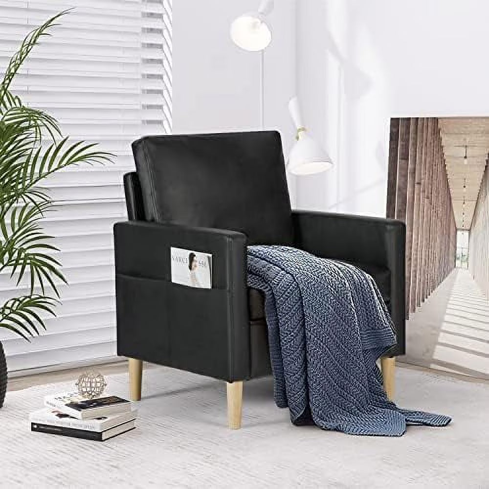 Black Faux Leather Accent Arm Chair X730952