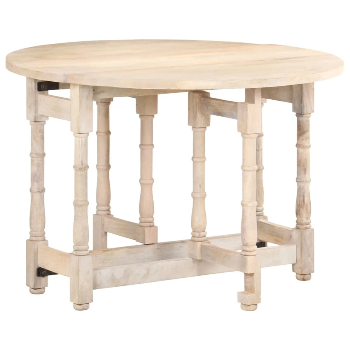 Round 43.3"x29.9" Solid Mango Wood Dining Table U986