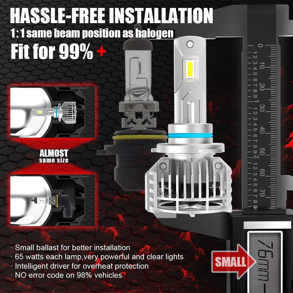 9005 LED Headlight Bulbs 20000LM 130W 6500K HB3 Pack of 2 I473532