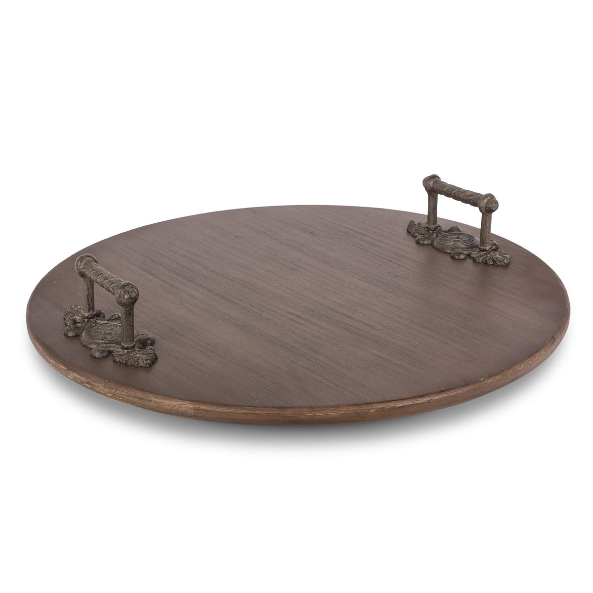 Wood Lazy Susan with Metal Handles P3827