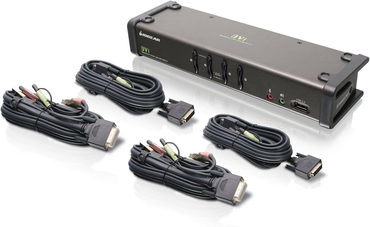 4-Port DVI KVMP Switch with Cables and Wireless Media Center Keyboard and Mouse N614689